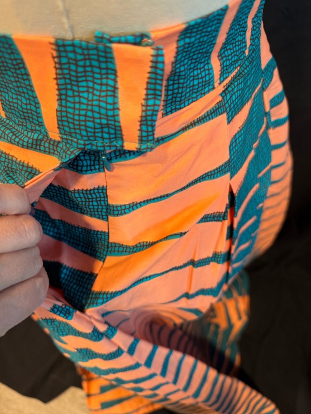 Francis and Benedict Teal and Orange Striped Maxi Skirt - Picture 3 of 4
